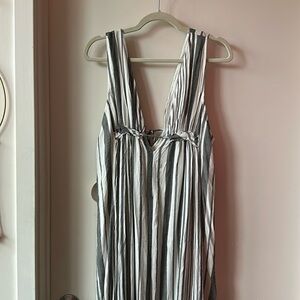 Black and White Striped Maxi Dress - Hummingbird